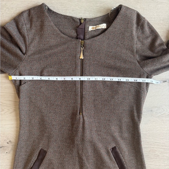 Vintage Miss Istanbull Brown Dress with Ribbon Zipper Details Size 42 US Large - Picture 3 of 14